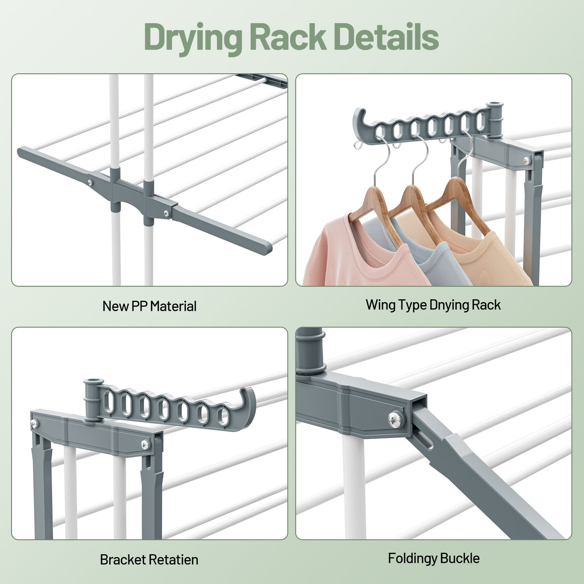 PrettyCare Clothes Drying Rack, 4-Tier Foldable Laundry Drying Rack, I ...