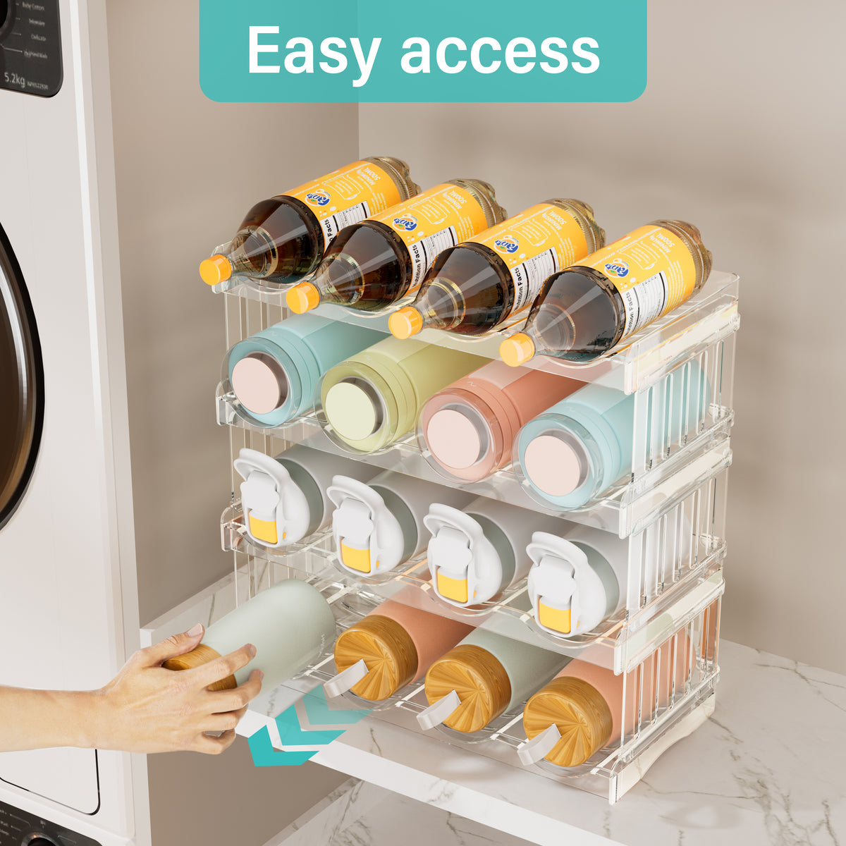 PrettyCare 4 Pack Stackable Bottle Holder Storage Rack, Clear Plastic ...